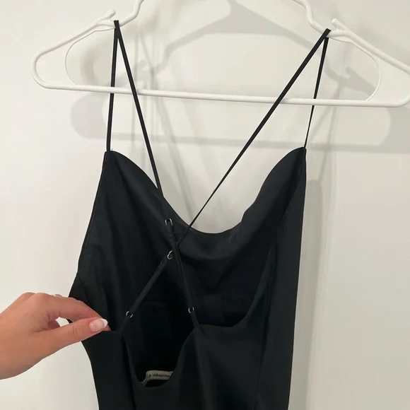 Abercrombie Black Satin Cowl Neck Slip Dress - Picture 4 of 5